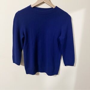 Talbots Pure Cashmere Womens Navy Blue 3/4 Sleeve Sweater Sz. SP